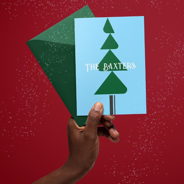 Tarjeta Festiva Minimalist Abstract Green Chic Christmas Tree (Subido por el creador)