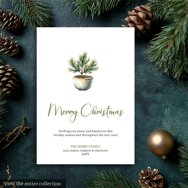 Tarjeta Festiva Minimalist Bohemian Botanical Earthy Xmas Card (Minimalist Bohemian Botanical Earthy Xmas Card)