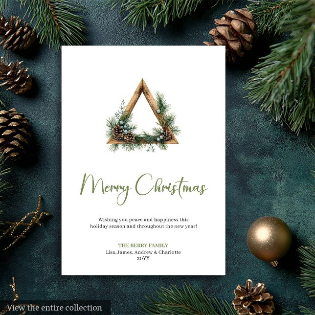 Tarjeta Festiva Minimalist Boho Botanical Earthy Xmas Holiday Card (Minimalist Boho Botanical Earthy Holiday Card)