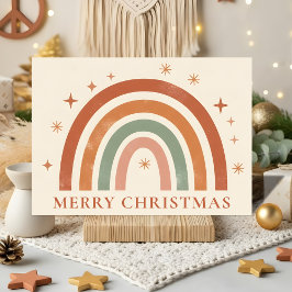 Tarjeta Festiva Minimalist Boho Rainbow Christmas
