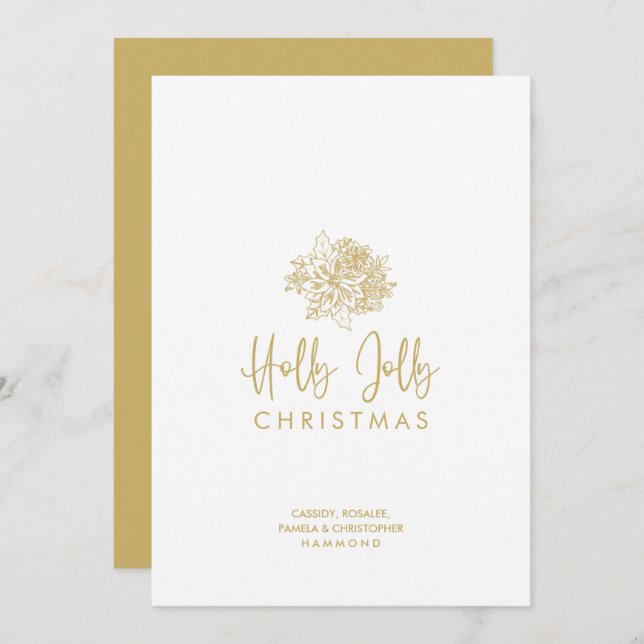 Tarjeta Festiva Minimalist Christmas Bouquet Script Calligraphy  (Anverso / Reverso)