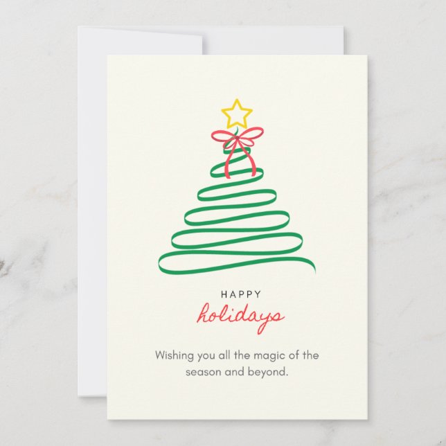 Tarjeta Festiva Minimalist Christmas Tree Happy Holidays Card (Anverso)