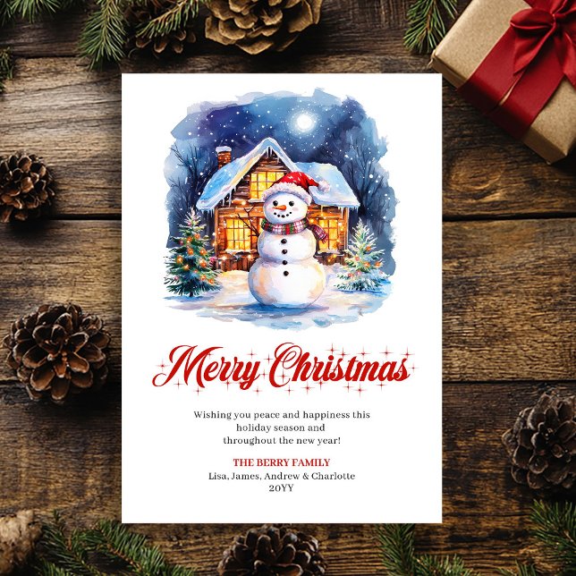 Tarjeta Festiva Minimalist Cozy Christmas Scene Greeting Card (Minimalist Cozy Christmas Scene Greeting Card)