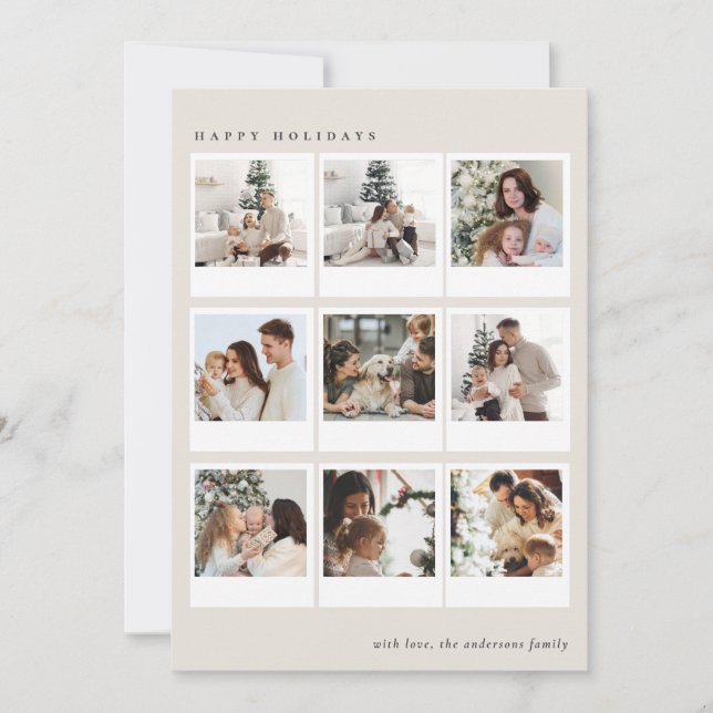 Tarjeta Festiva Minimalist  Creamy Boho Photo collage Christmas   (Anverso)