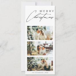 Tarjeta Festiva Minimalist Elegant 3 Photo Collage Merry Christmas