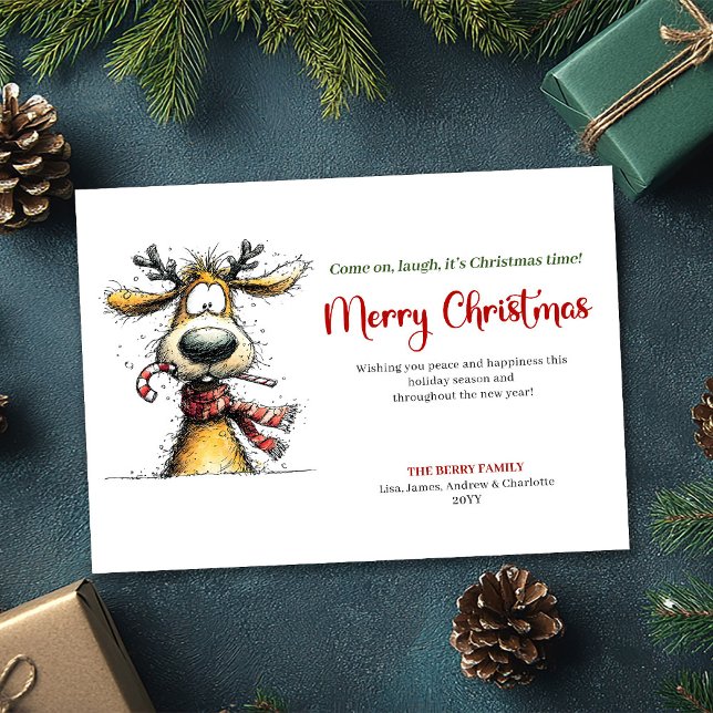 Tarjeta Festiva Minimalist funny reindeer Christmas greeting card (Minimalist funny reindeer Christmas greeting card

)