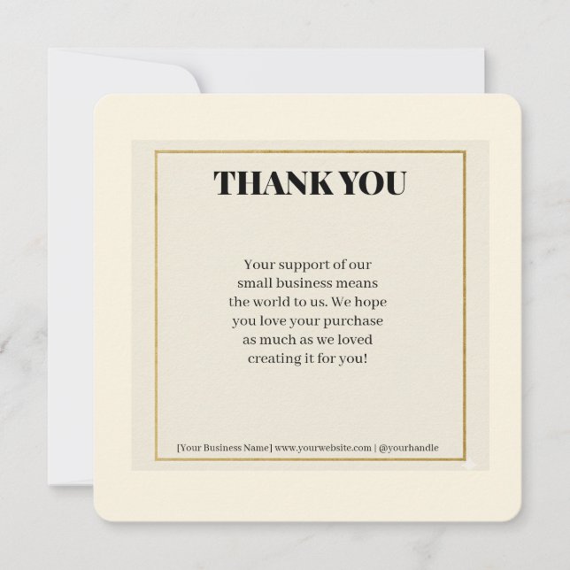 Tarjeta Festiva Minimalist Gold Border Luxury Business Thank You P (Anverso)