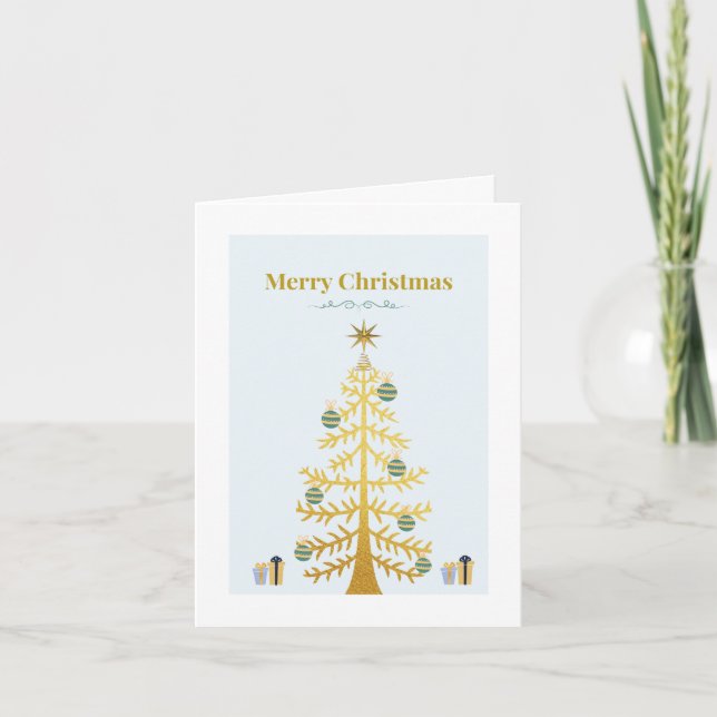 Tarjeta Festiva Minimalist Gold Tree Design (Anverso)