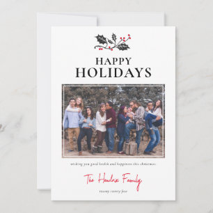 Tarjeta Festiva Minimalist Happy Holidays Photo Christmas