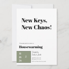 Tarjeta Festiva Minimalist Housewarming Invitation Olive Green