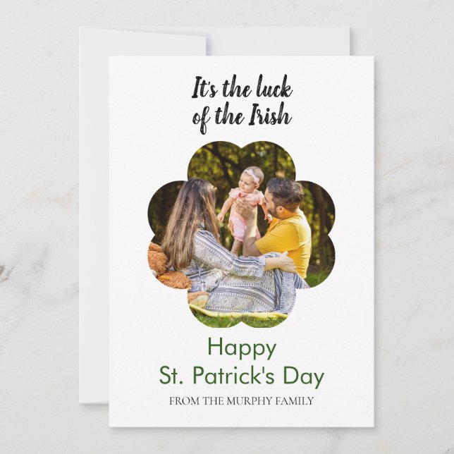 Tarjeta Festiva Minimalist lucky shamrock st. Patrick's Day Photo (Anverso)