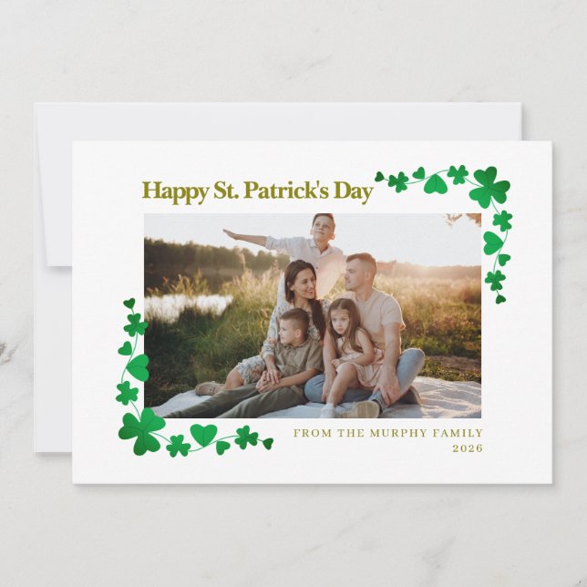 Tarjeta Festiva Minimalist lucky shamrock st. Patrick's Day Photo (Anverso)