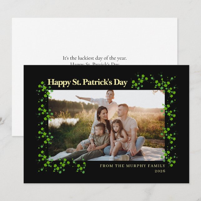 Tarjeta Festiva Minimalist lucky shamrock st. Patrick's Day Photo (Anverso / Reverso)