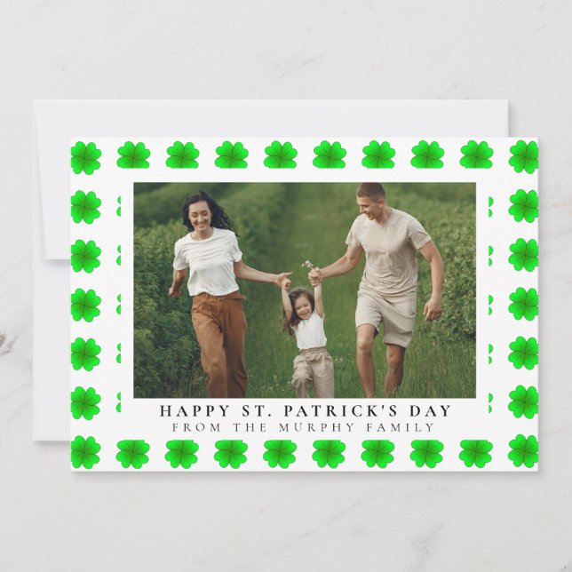 Tarjeta Festiva Minimalist lucky shamrock st. Patrick's Day Photo (Anverso)