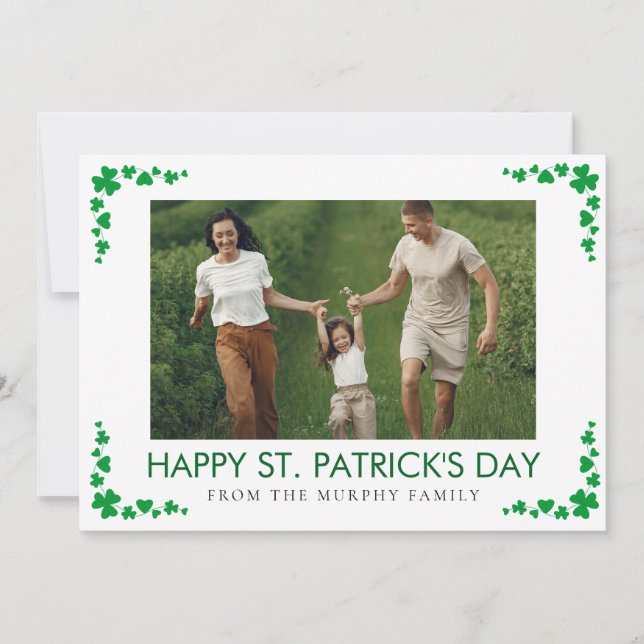 Tarjeta Festiva Minimalist lucky shamrock st. Patrick's Day Photo (Anverso)