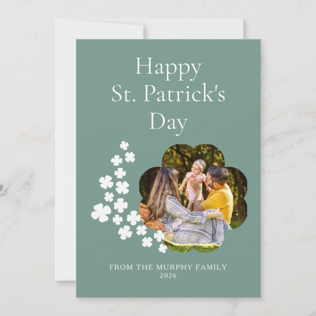 Tarjeta Festiva Minimalist lucky shamrock st. Patrick's Day Photo (Anverso)