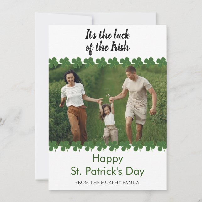 Tarjeta Festiva Minimalist lucky shamrock st. Patrick's Day Photo (Anverso)