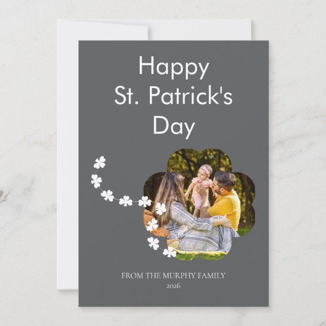 Tarjeta Festiva Minimalist lucky shamrock st. Patrick's Day Photo (Anverso)