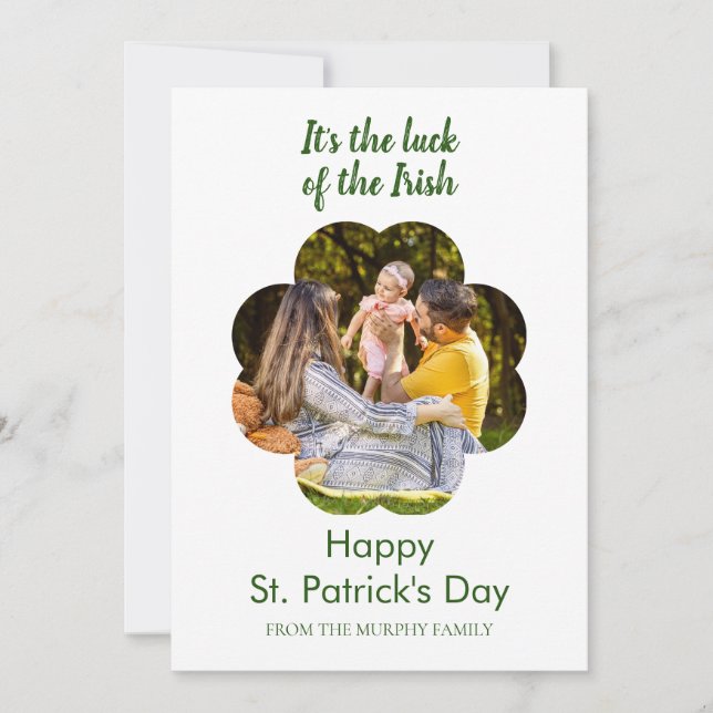 Tarjeta Festiva Minimalist lucky shamrock st. Patrick's Day Photo (Anverso)