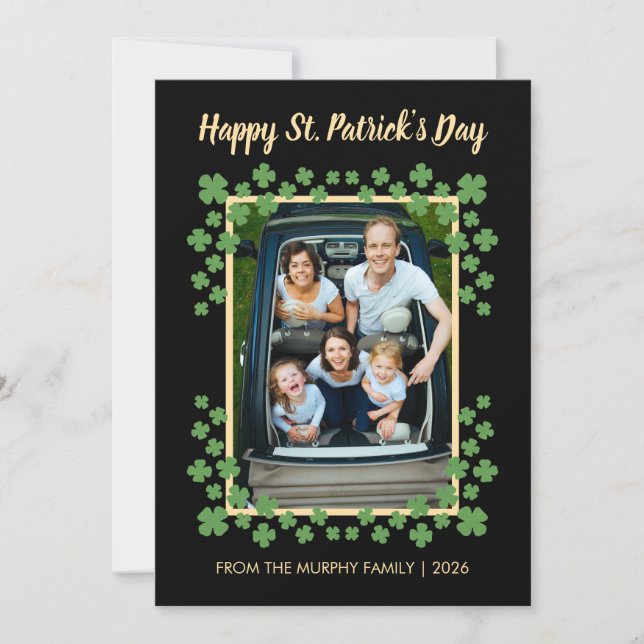 Tarjeta Festiva Minimalist lucky shamrock st. Patrick's Day Photo (Anverso)