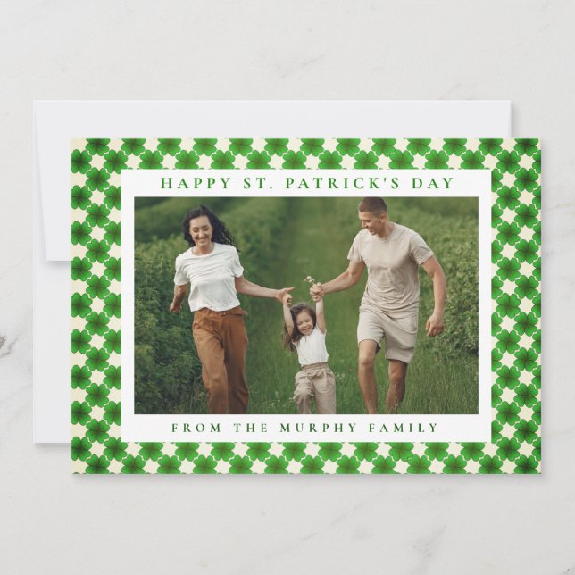 Tarjeta Festiva Minimalist lucky shamrock st. Patrick's Day Photo (Anverso)