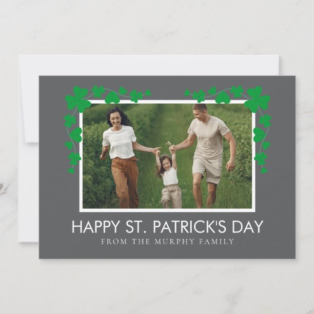 Tarjeta Festiva Minimalist lucky shamrock st. Patrick's Day Photo (Anverso)