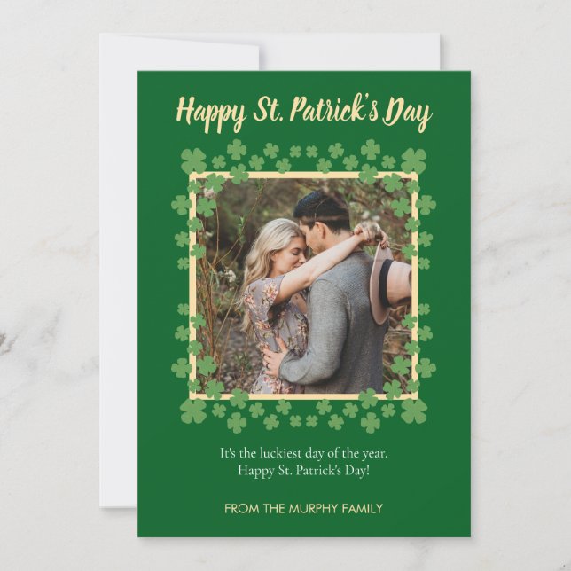 Tarjeta Festiva Minimalist lucky shamrock st. Patrick's Day Photo (Anverso)