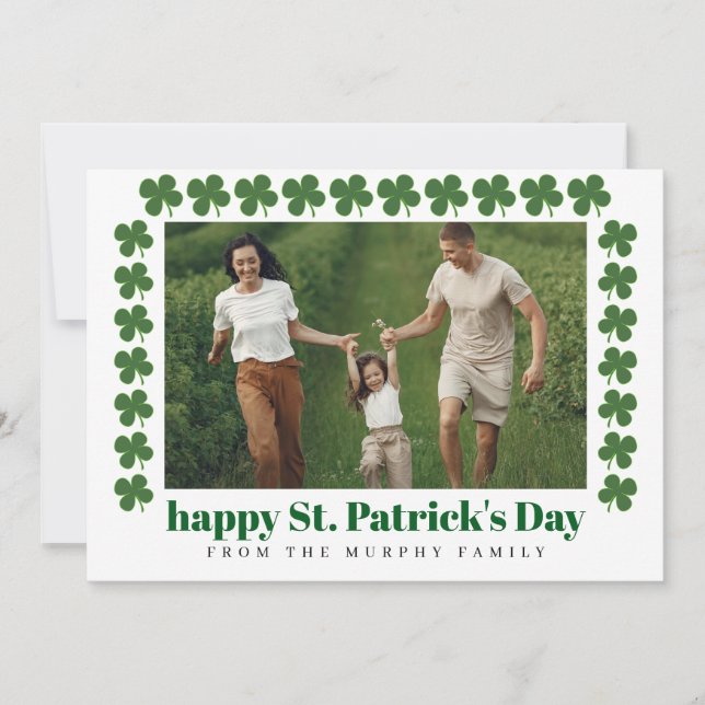 Tarjeta Festiva Minimalist lucky shamrock st. Patrick's Day Photo (Anverso)