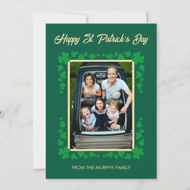 Tarjeta Festiva Minimalist lucky shamrock st. Patrick's Day Photo (Anverso)