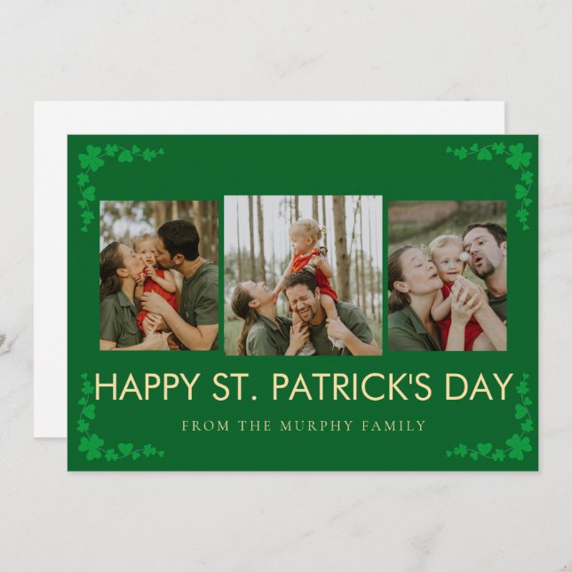 Tarjeta Festiva Minimalist lucky shamrock st. Patrick's Day Photo (Anverso / Reverso)