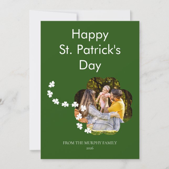 Tarjeta Festiva Minimalist lucky shamrock st. Patrick's Day Photo (Anverso)