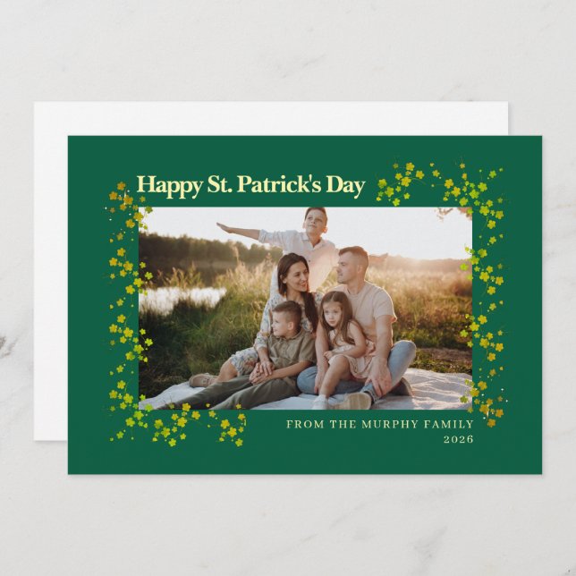 Tarjeta Festiva Minimalist lucky shamrock st. Patrick's Day Photo (Anverso / Reverso)