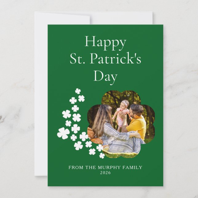 Tarjeta Festiva Minimalist lucky shamrock st. Patrick's Day Photo (Anverso)