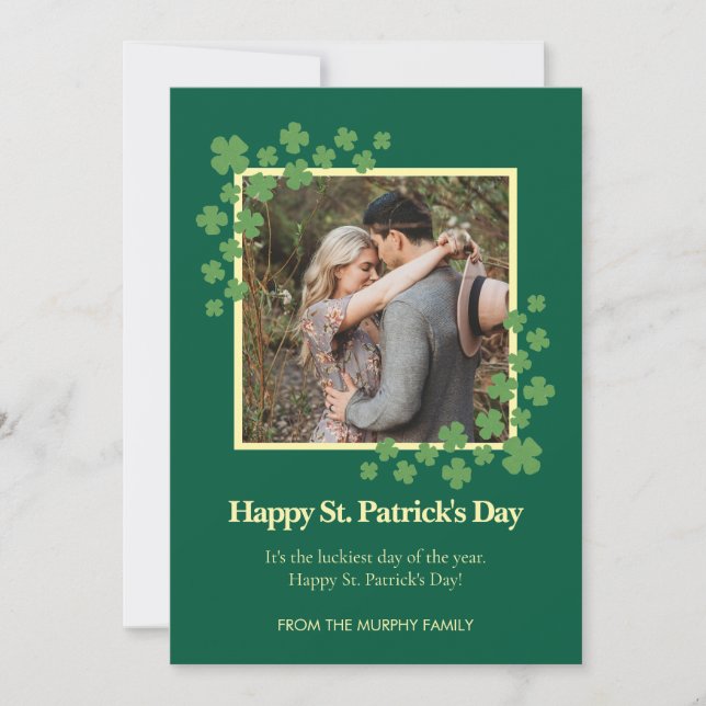 Tarjeta Festiva Minimalist lucky shamrock st. Patrick's Day Photo (Anverso)