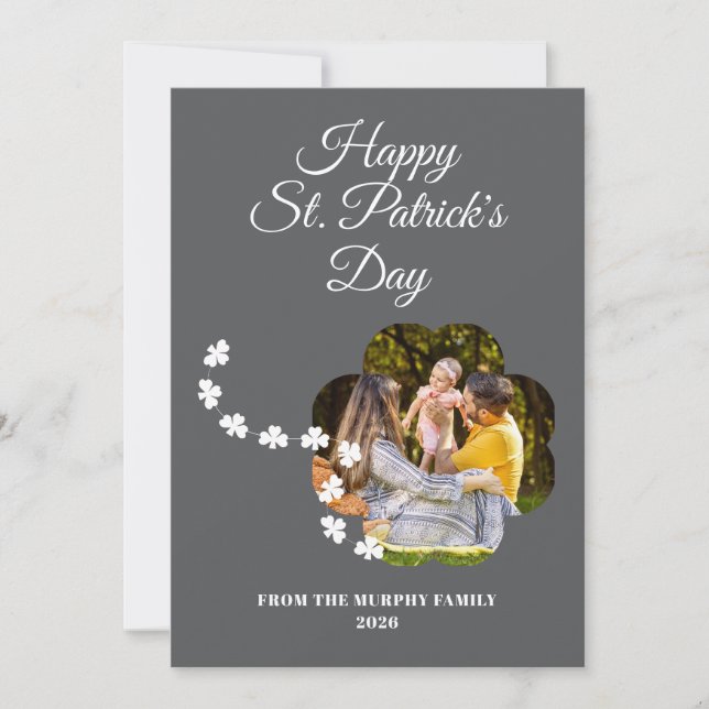 Tarjeta Festiva Minimalist lucky shamrock st. Patrick's Day Photo (Anverso)