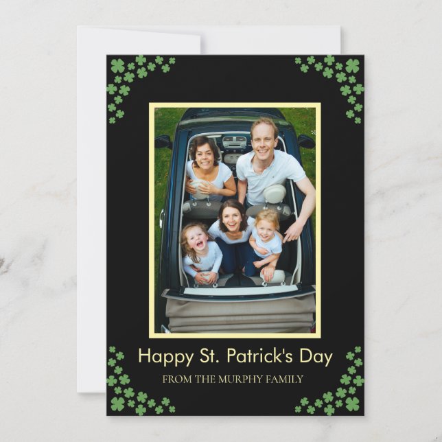 Tarjeta Festiva Minimalist lucky shamrock st. Patrick's Day Photo (Anverso)