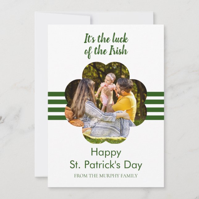 Tarjeta Festiva Minimalist lucky shamrock st. Patrick's Day Photo (Anverso)