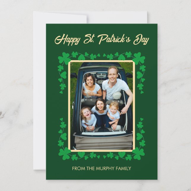 Tarjeta Festiva Minimalist lucky shamrock st. Patrick's Day Photo (Anverso)