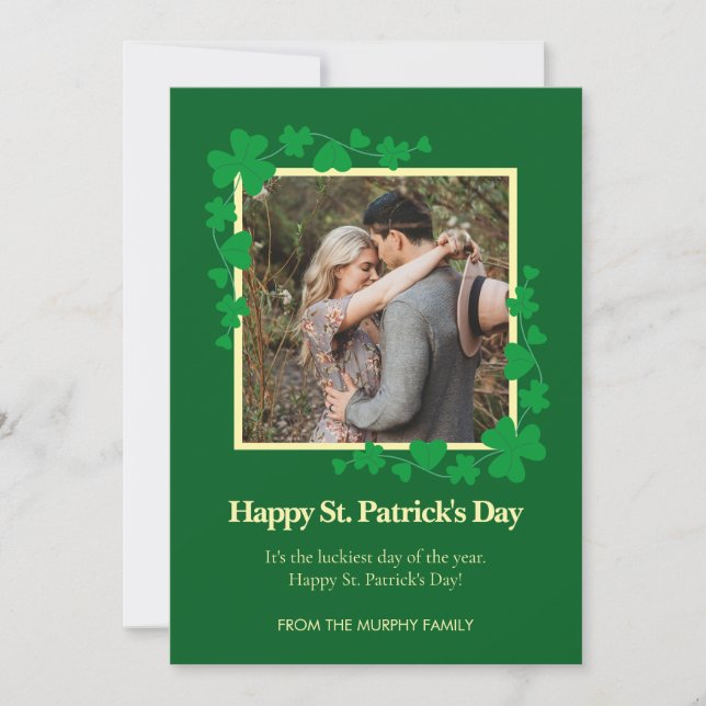 Tarjeta Festiva Minimalist lucky shamrock st. Patrick's Day Photo (Anverso)