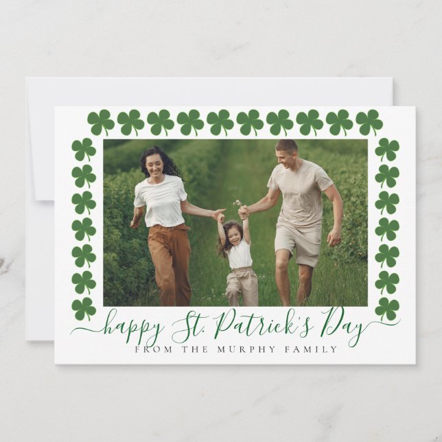 Tarjeta Festiva Minimalist lucky shamrock st. Patrick's Day Photo (Anverso)