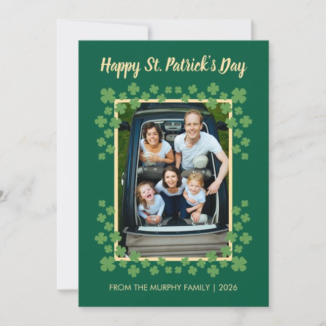 Tarjeta Festiva Minimalist lucky shamrock st. Patrick's Day Photo (Anverso)