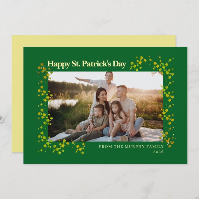 Tarjeta Festiva Minimalist lucky shamrock st. Patrick's Day Photo (Anverso / Reverso)