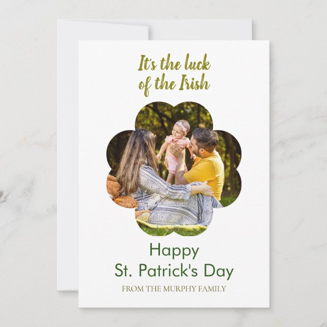 Tarjeta Festiva Minimalist lucky shamrock st. Patrick's Day Photo (Anverso)