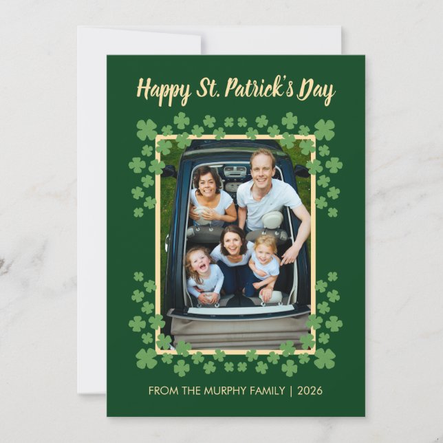 Tarjeta Festiva Minimalist lucky shamrock st. Patrick's Day Photo (Anverso)