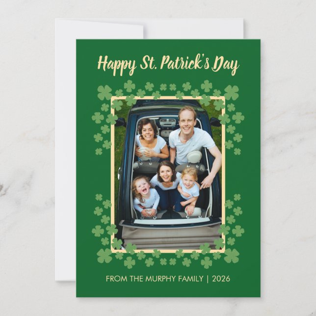 Tarjeta Festiva Minimalist lucky shamrock st. Patrick's Day Photo (Anverso)