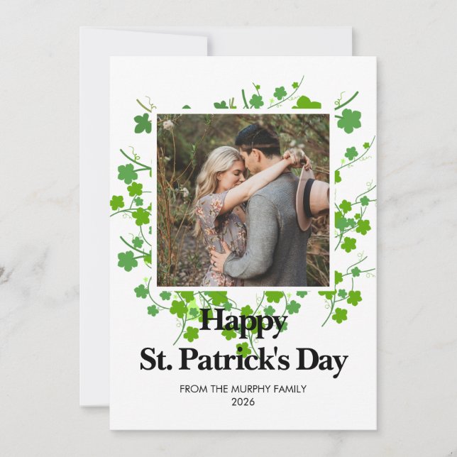Tarjeta Festiva Minimalist lucky shamrock st. Patrick's Day Photo (Anverso)