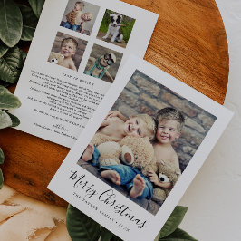 Tarjeta Festiva Minimalist Merry Christmas Year In Review Portrait