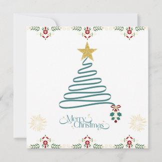 Tarjeta Festiva Minimalist Ribbon Tree Christmas Card 