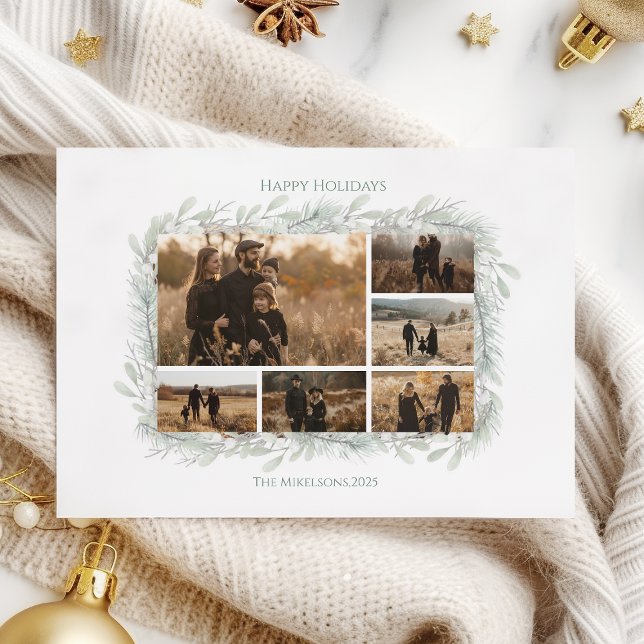 Tarjeta Festiva Minimalist Silver Pine Photo Christmas (Subido por el creador)