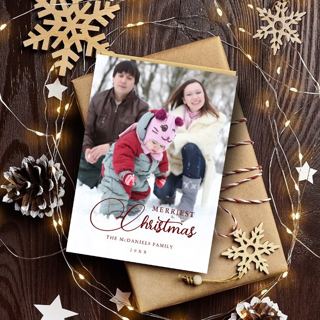 Tarjeta Festiva Minimalist Simple Christmas 2 Multi Photos (Minimalist Simple Christmas 2 Multi Photos Downloadable Holiday Card with Envelope.)